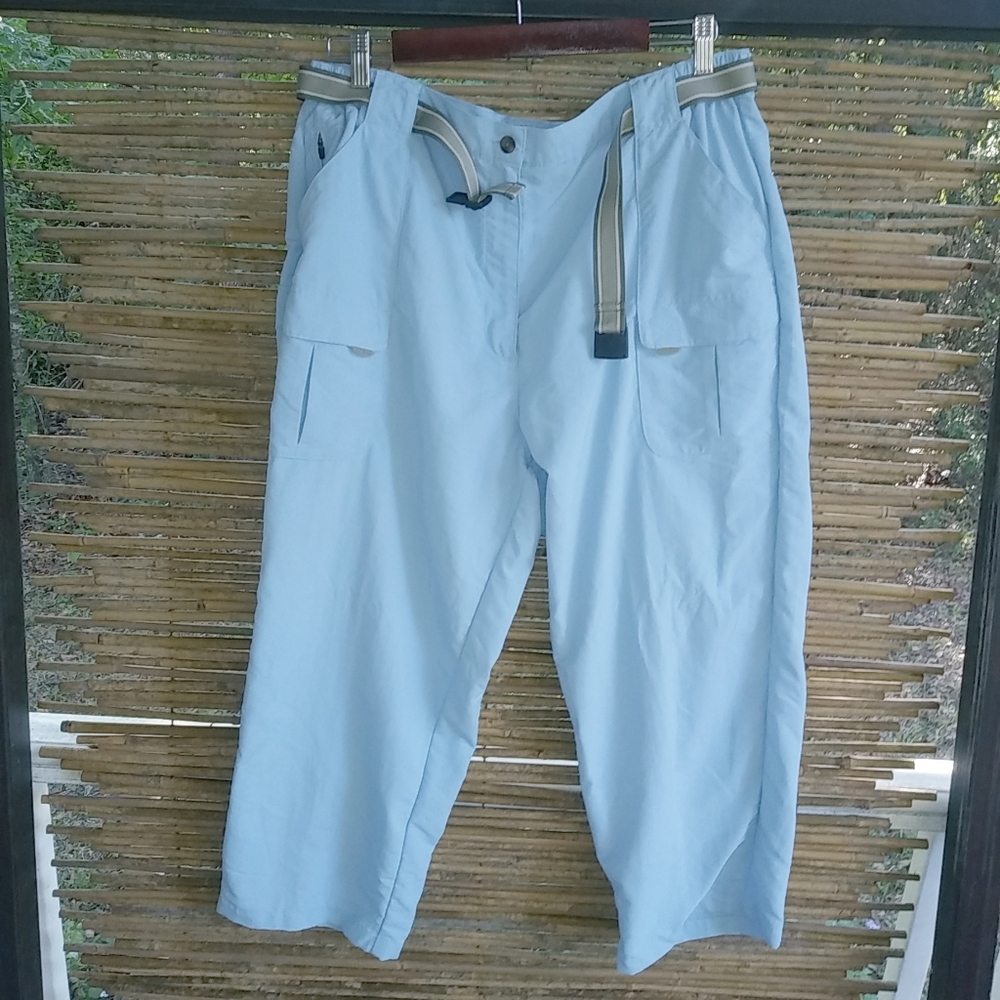 L.L. Bean XL Baby Blue Belted Nylon Pants Plus